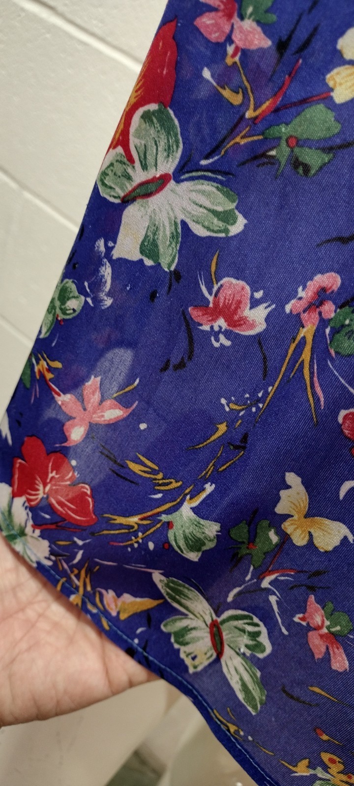 70s Organically Grown Beautiful Blouse Butterflies Watercolor Cobalt Arpeja ART