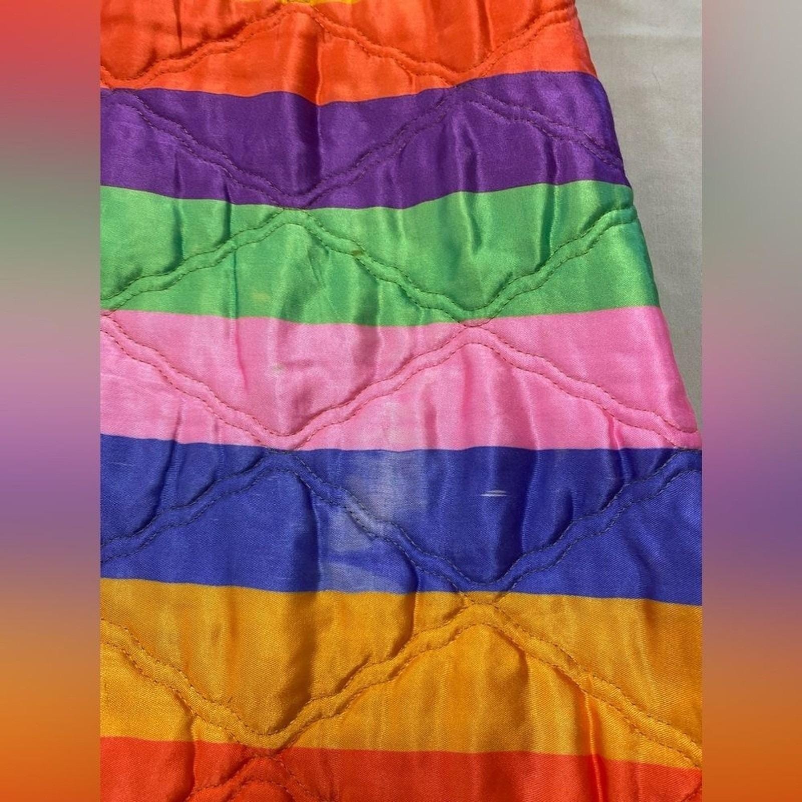 Vintage Rhapsody By Glazier Quilted Striped Maxi Skirt Small Medium Rainbow