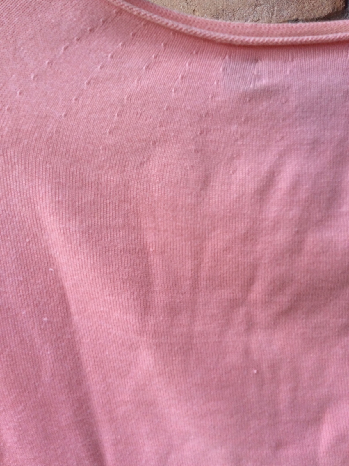 VTG 80s DKNY Donna Karan NY Dusty Peach Sweater Sz S/P PETITE Cotton Rolled Hem