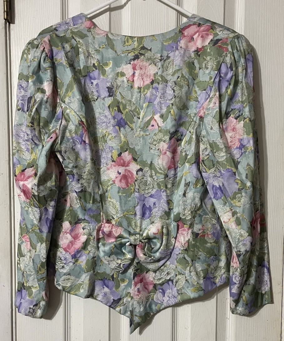 Another Thyme Jacket Size 12 Vintage 1980’s Shoulder Pads Pearl Buttons Bow