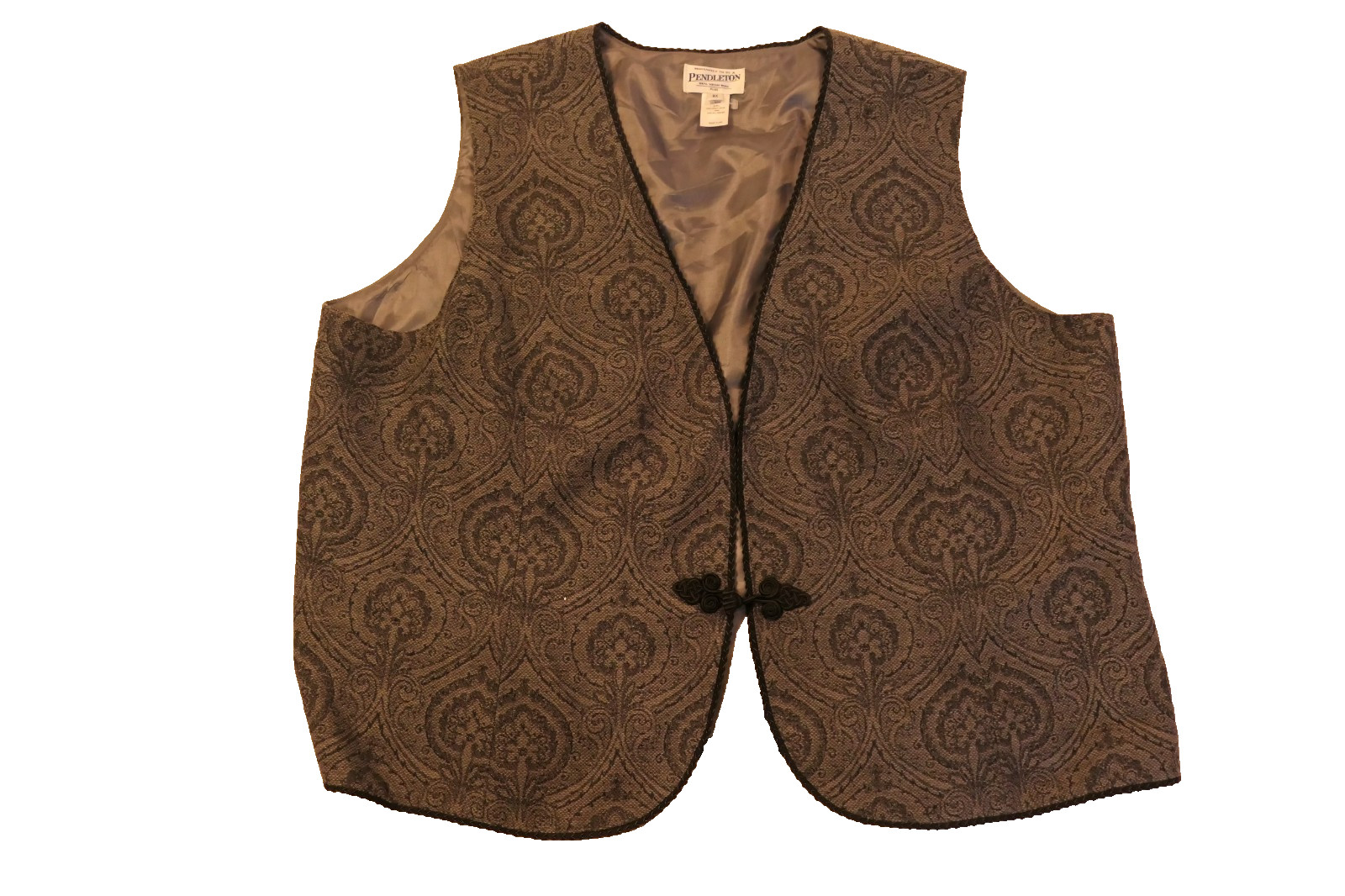 Pendleton Gray and Black Virgin Wool Floral Vest Size 3x