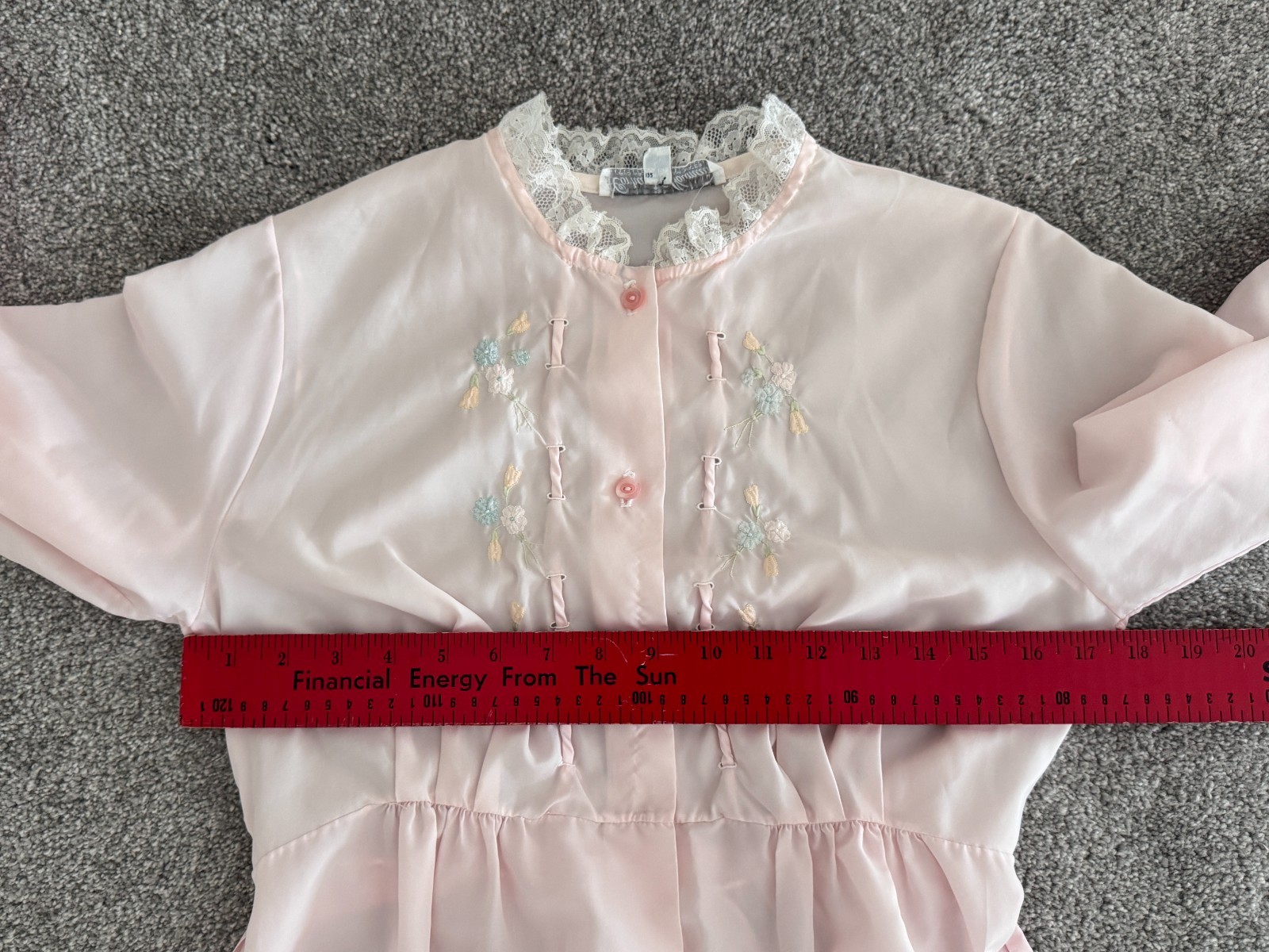 Vintage 70s 80s Corhan Noumair Pink Peignoir Set Embroidered Lace ILGWU USA S
