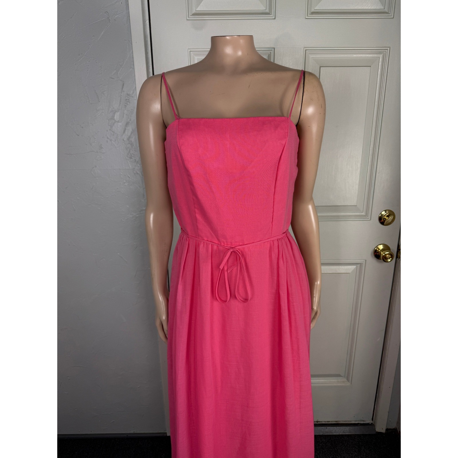 Vintage 70s Bianchi Dress Party Cotton Blend Maxi Long I3-25