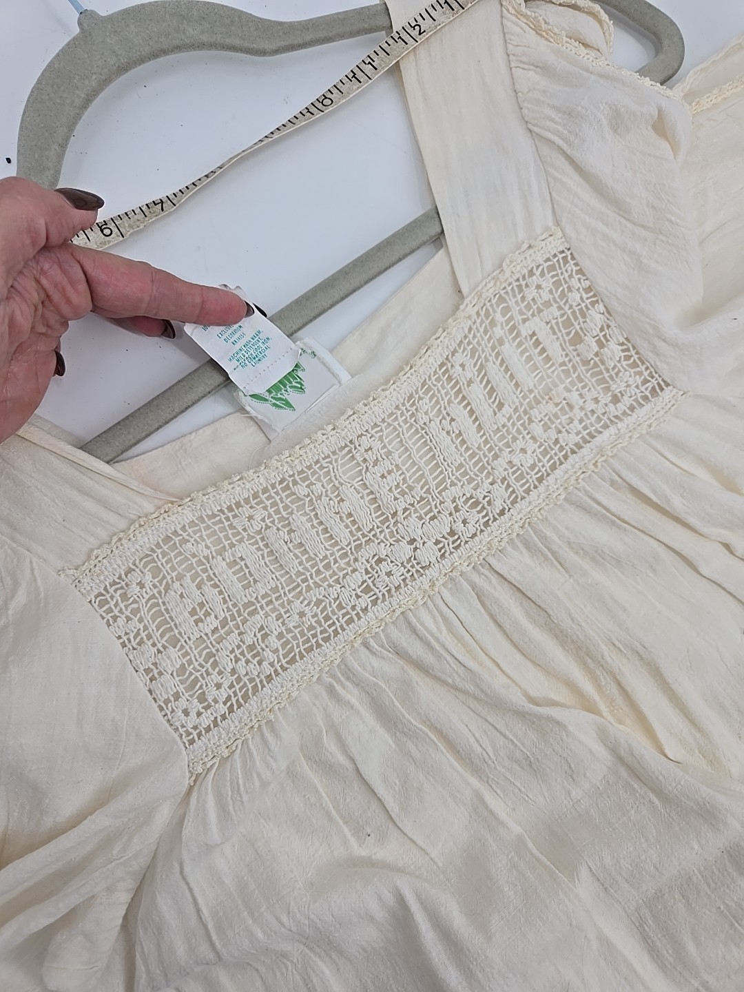 VTG Cotton Night Gown French Bonne Nuit Goodnight Crochet Juli Of Slumbertogs SM