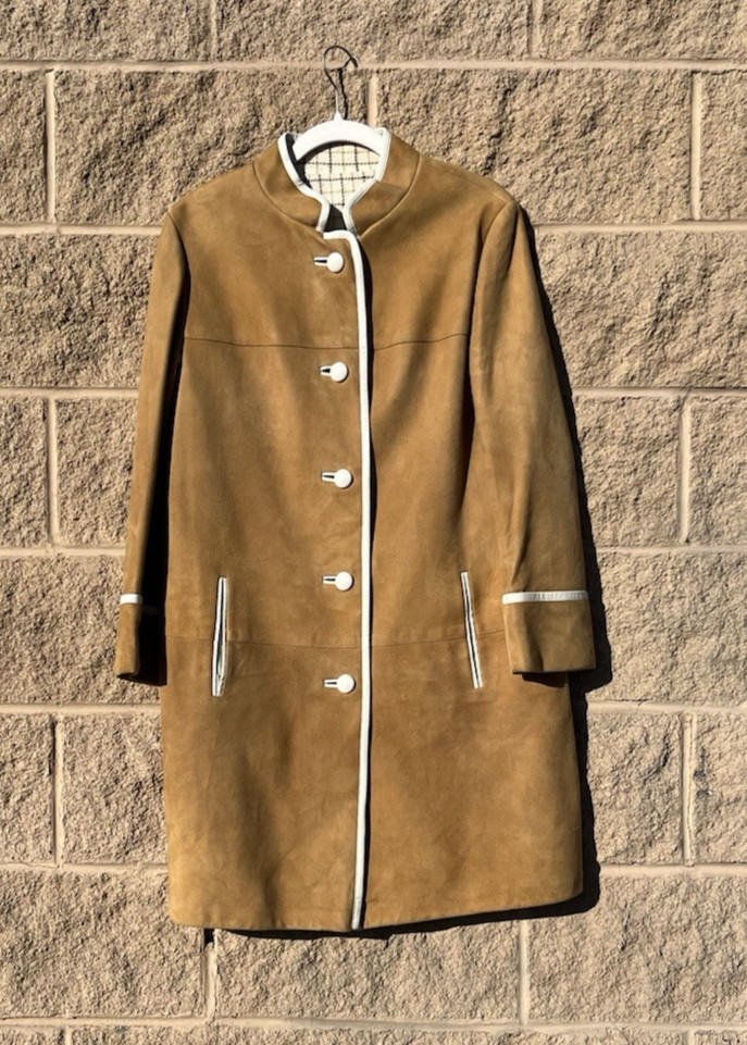 Vintage 1960’s Anne Klein For Mallory Mid Mod Long Suede Coat Old Money