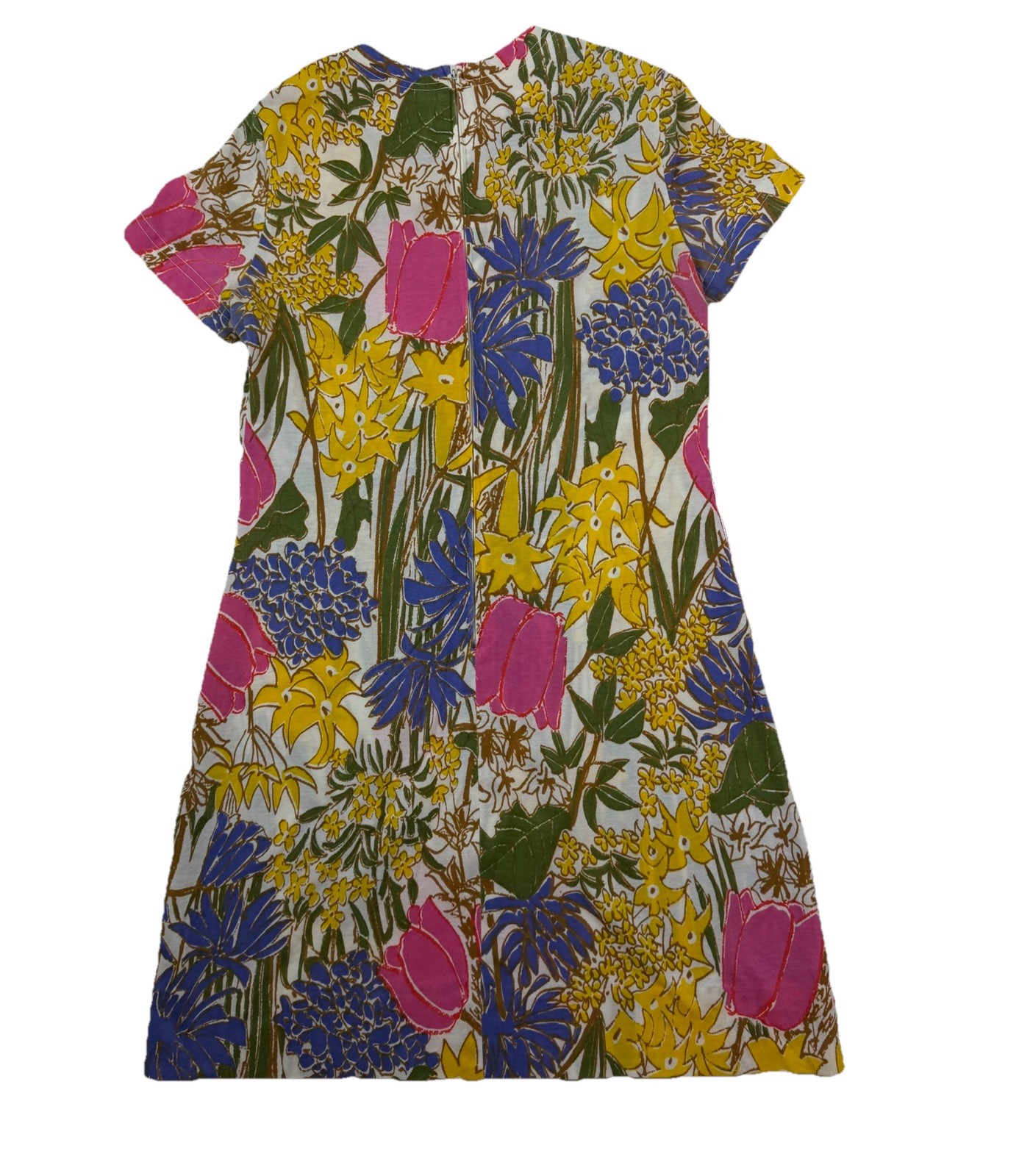 Vtg 60s Handmade Mini Dress Womens Sz S/M Bright Floral Chest Pocket See NOTES