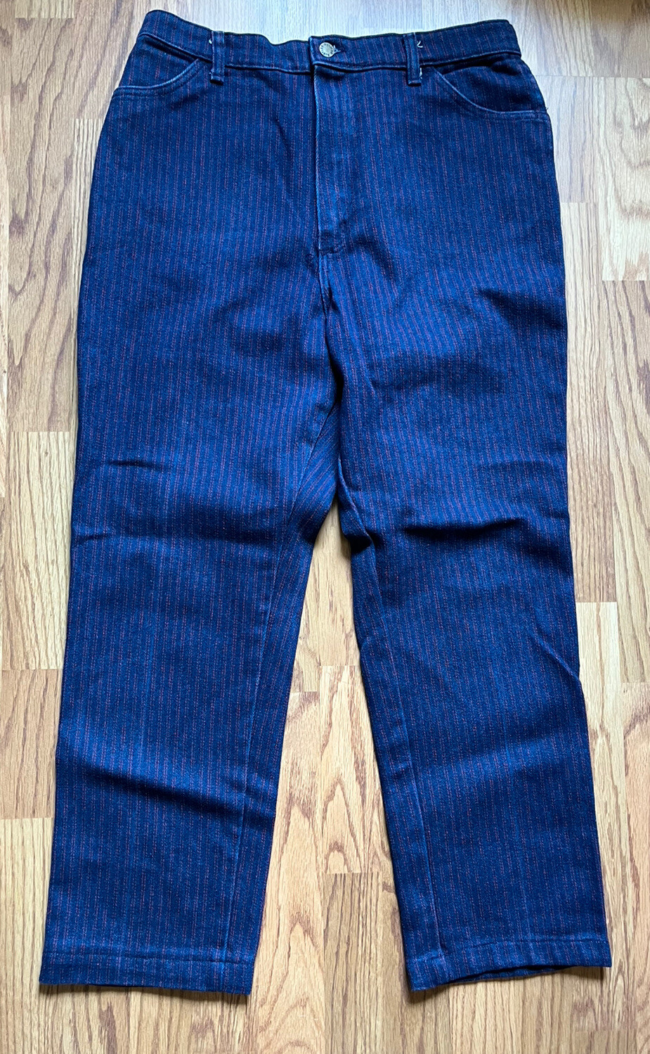 Vintage Women’s RUSTLER Denim Jeans Original Dark Blue w Red Stripes 34×28 USA