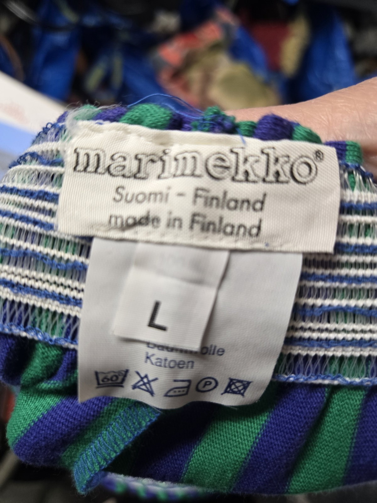 Vtg 70s Marimekko Striped Knit Pull On Full Skirt