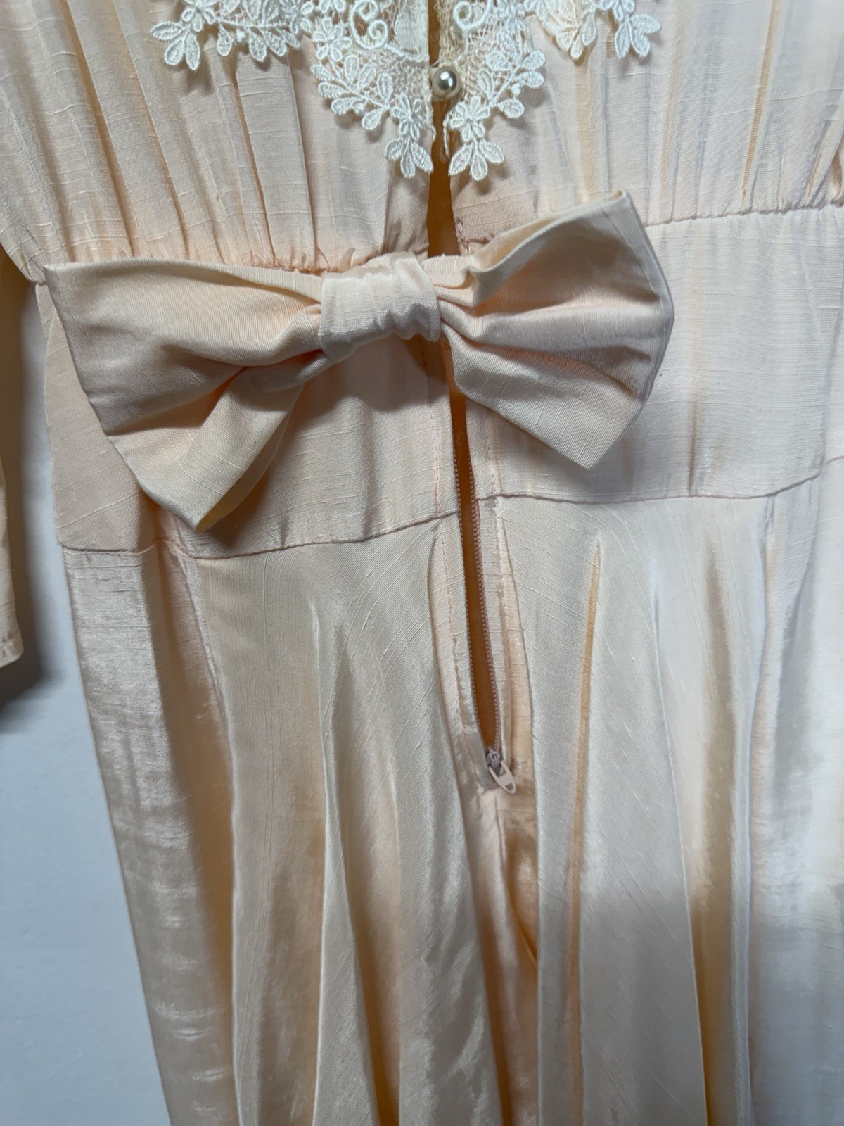 Miss Ashlee VTG Y2K Cottagecore Pink Lace Collar Tea Dress 70s Pearl Buttons