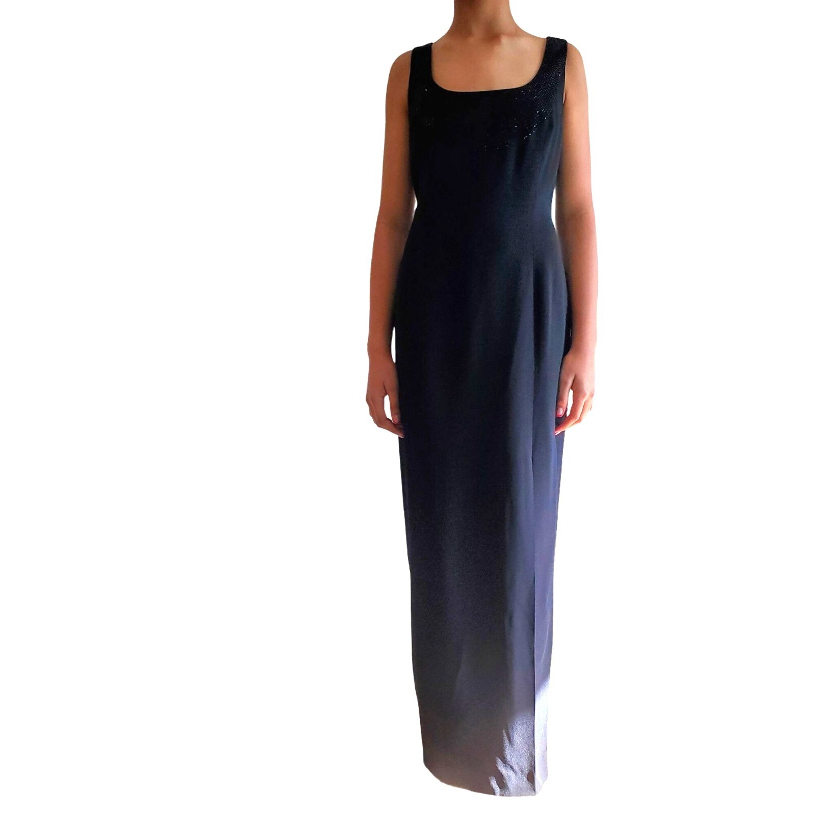 Vintage Daymor Couture by C.Mercedes Ferreira Black Scooped Column Gown + Jacket