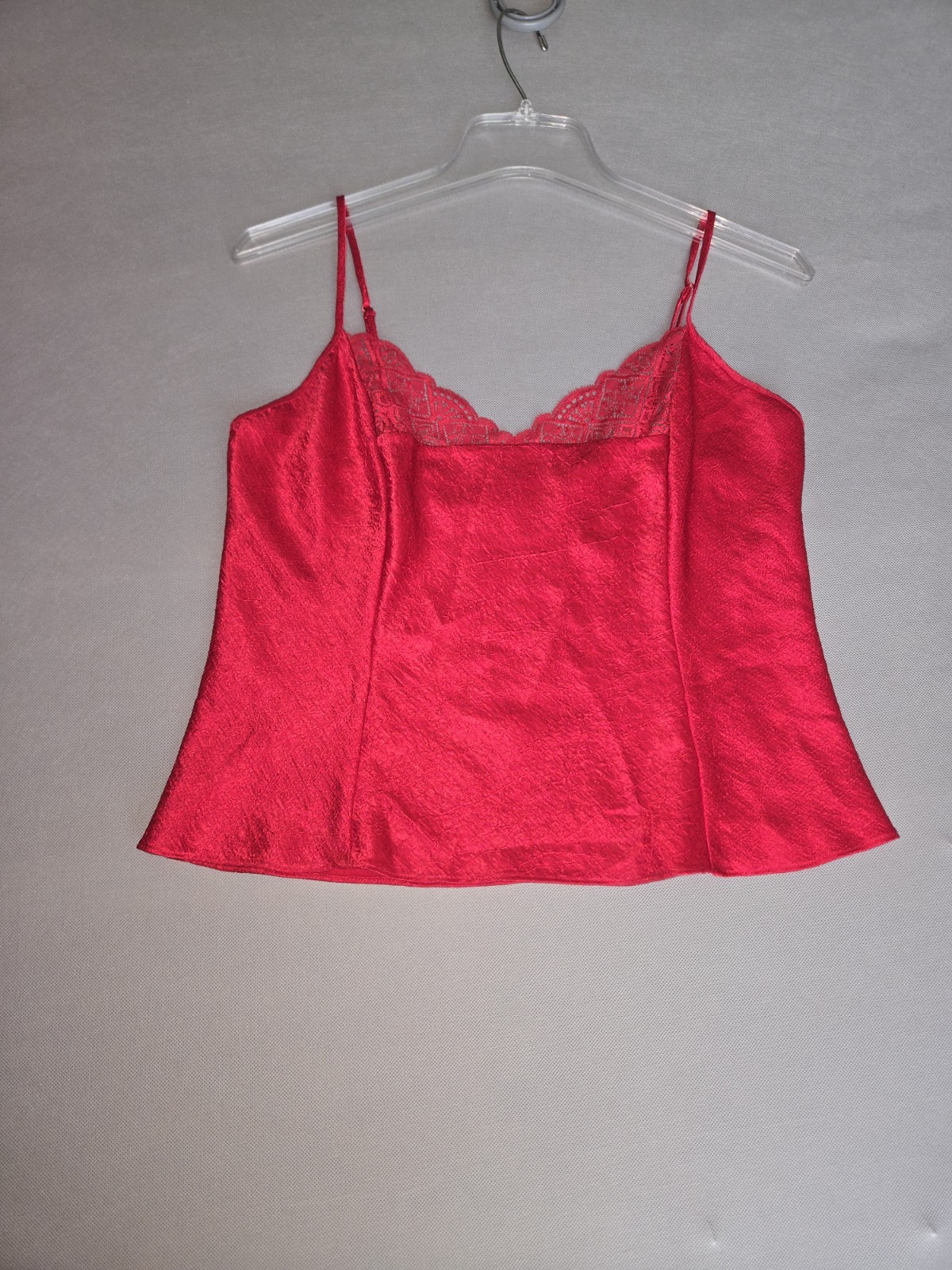 Victoria’s Secret Vintage Red Camisole Tank Top Lace Trim Size M Satin Cami