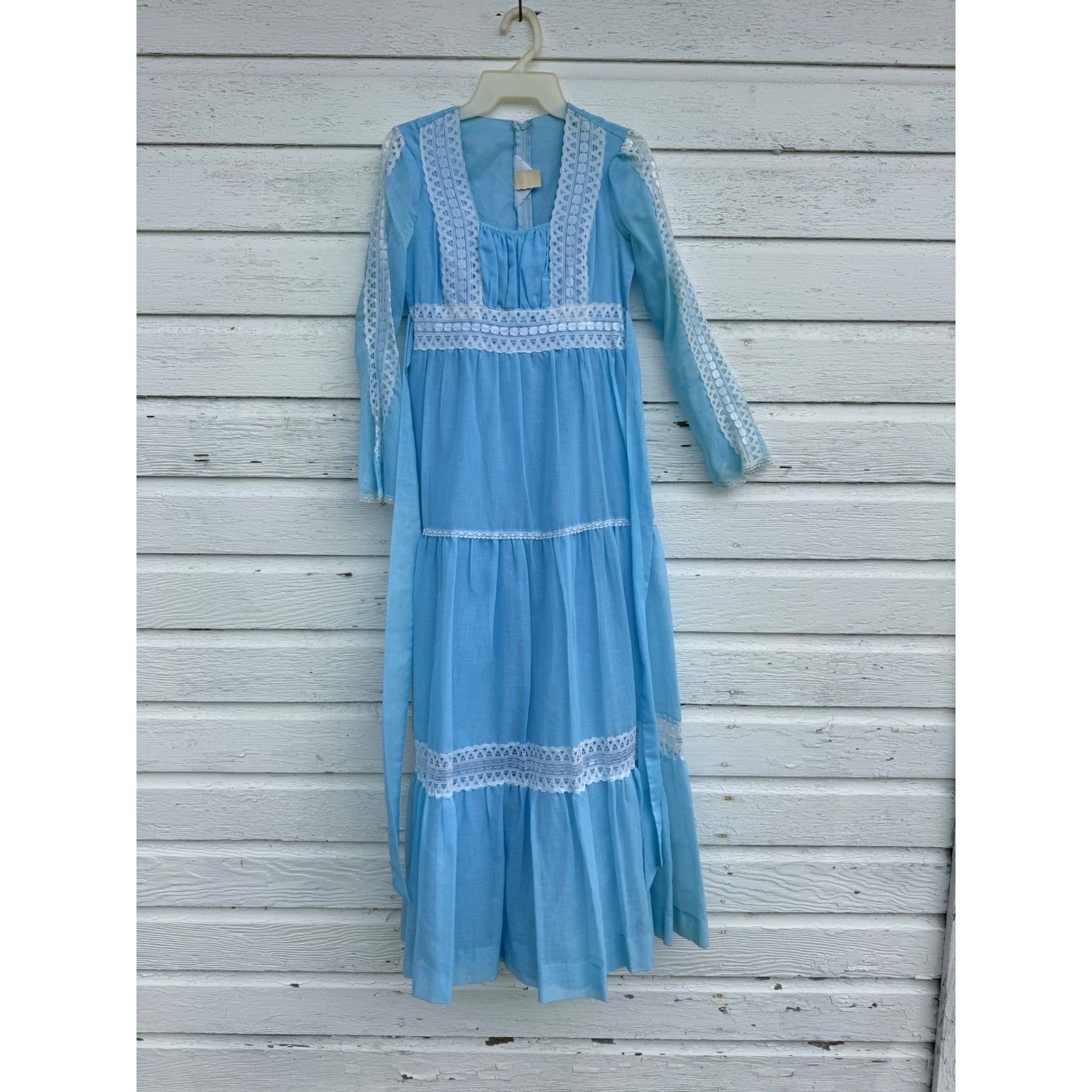 JCPenney Fashions Vintage Maxi Dress Women’s Size 9 Blue Lace Prairie Boho