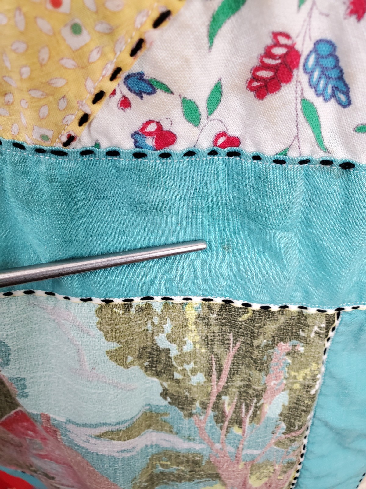 Vintage 1950s Crazy Quilt Chore Coat Jacket Patchwork Magnolia Pearl Handmade