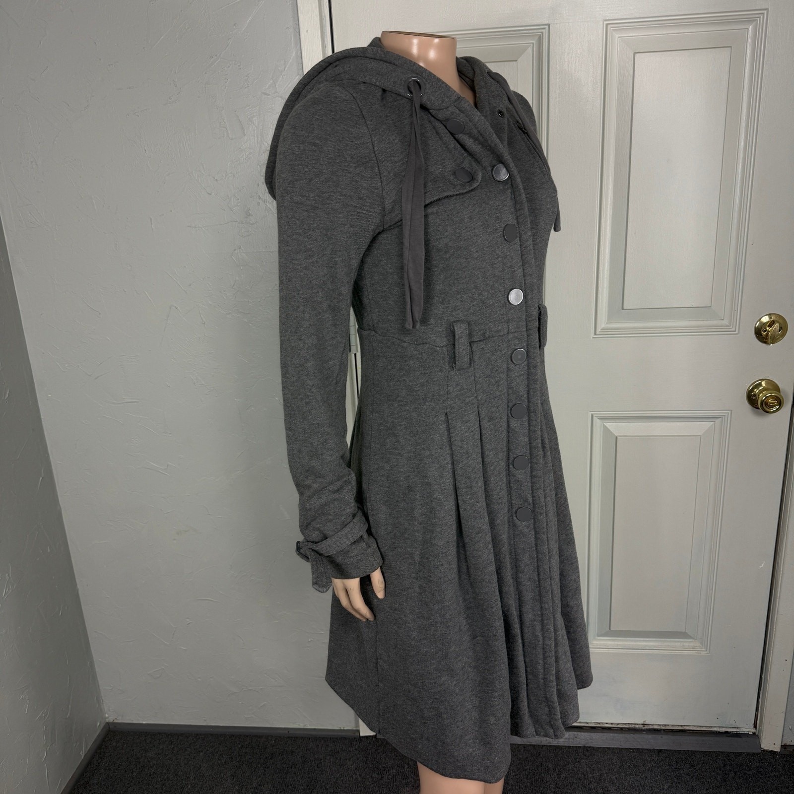 Armani Exchange Women’s Jacket S Pleated Knit Button Designer Long Hooded W4-28