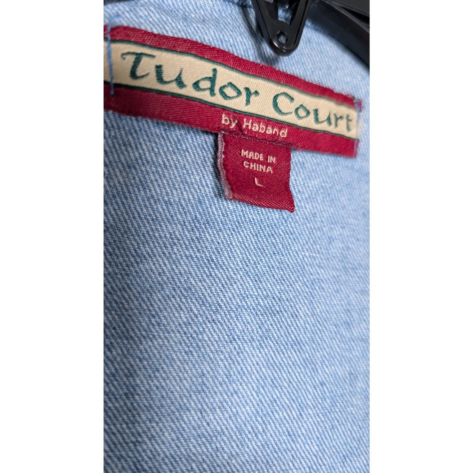 Vintage Embroidered Denim Chore Jacket Floral Cotton Cottagecore L Feminine Fall
