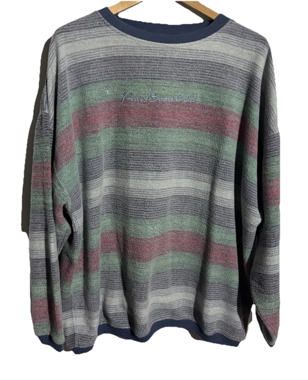 Vintage Paris Sport Club Sz XL Cotton Striped Sweater Road Rags Jeans Korea