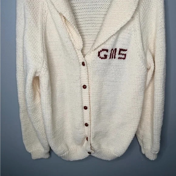 Vintage 1950s Homemade Hand Knit Intarsia Dancing Western Couple Wool Cardigan