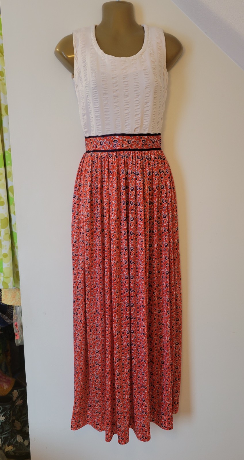 VTG 60’s 70’s Shady Lane Red White & Blue Floral Cottage Dress
