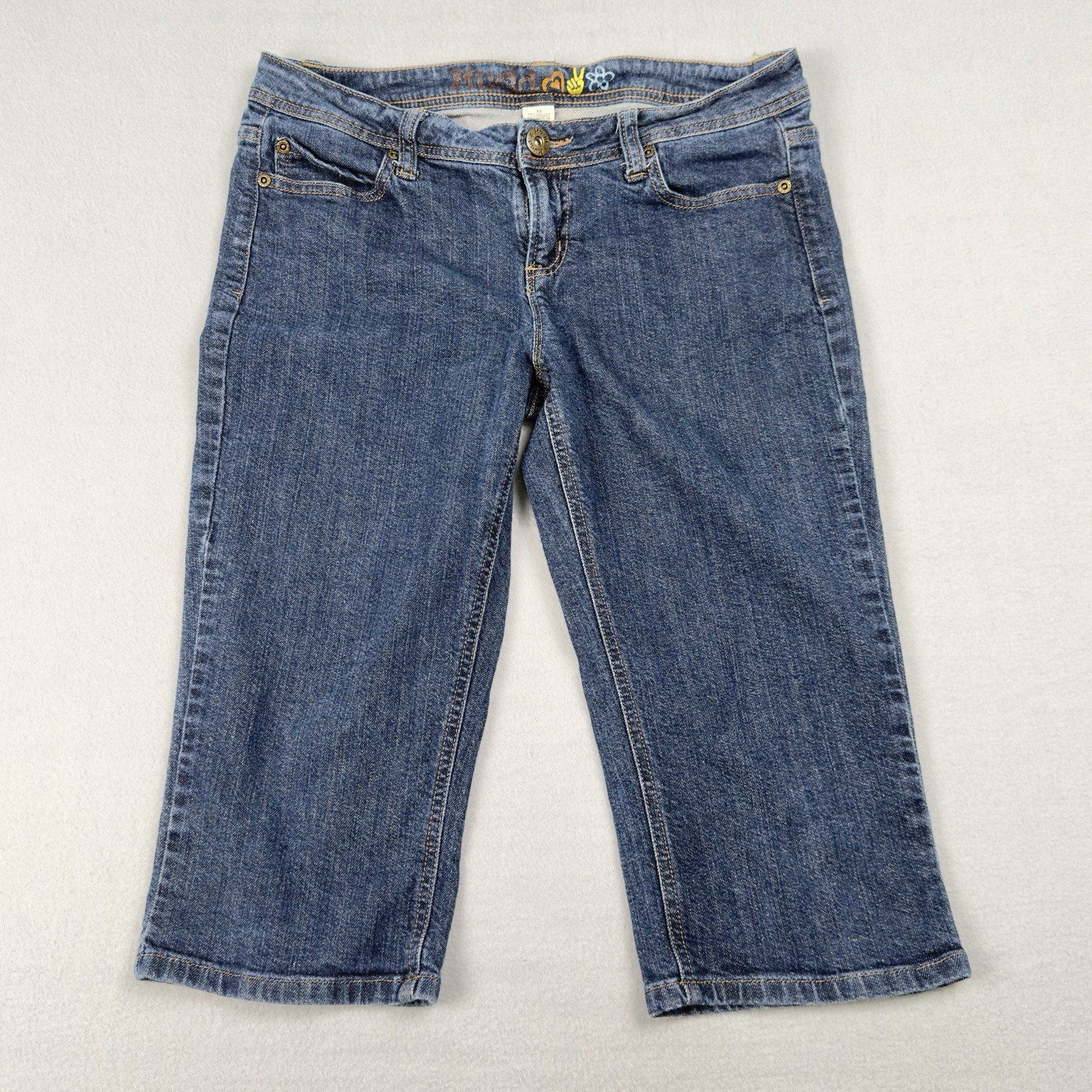 MUDD Low Rise Capri Jeans Pants Crop Size 11 (32W x 17L) Boho Vintage Y2K 90’s