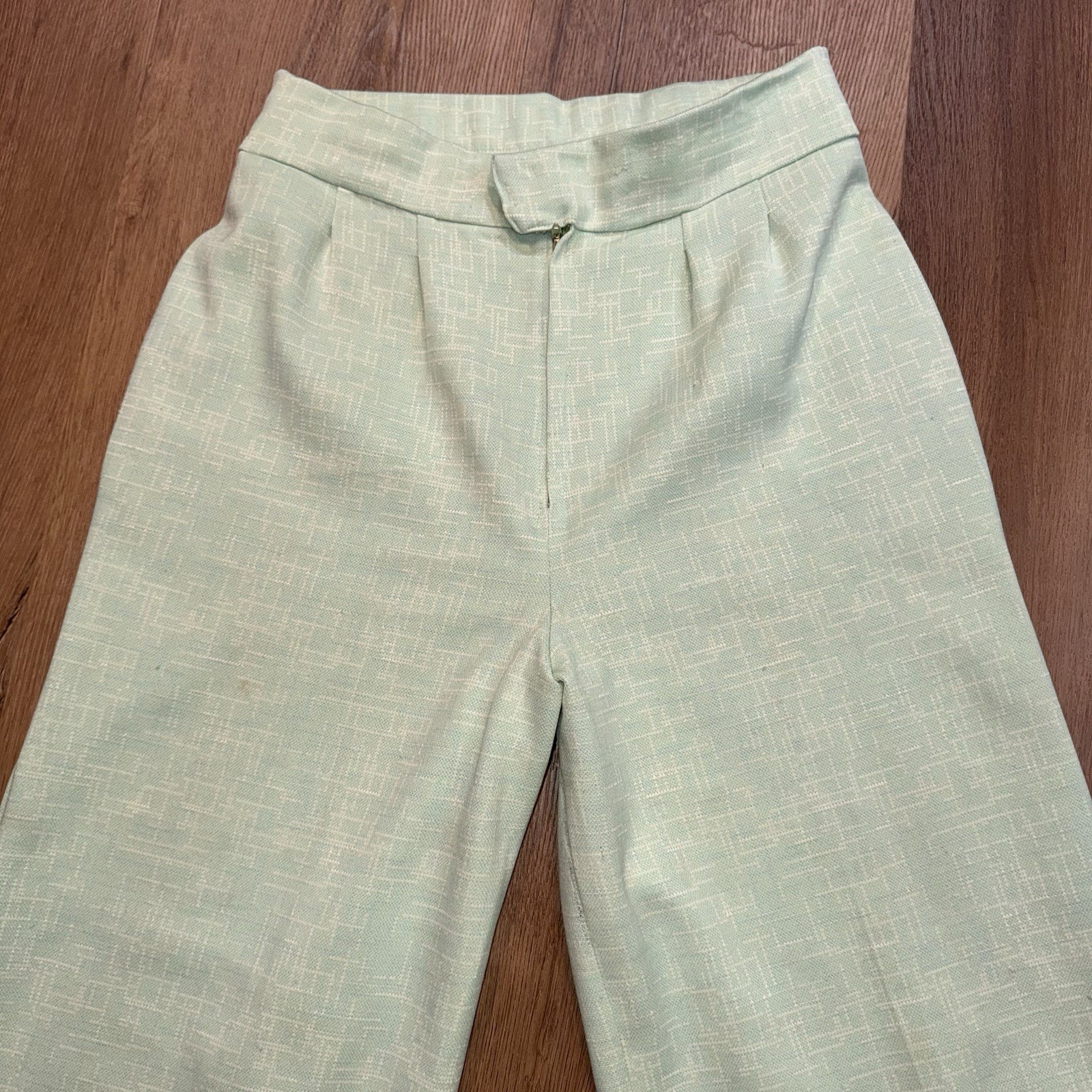 Vintage 60s 70s Bell Bottom Pants Womens 28 27 Wide Leg Gaucho Polyester Disco