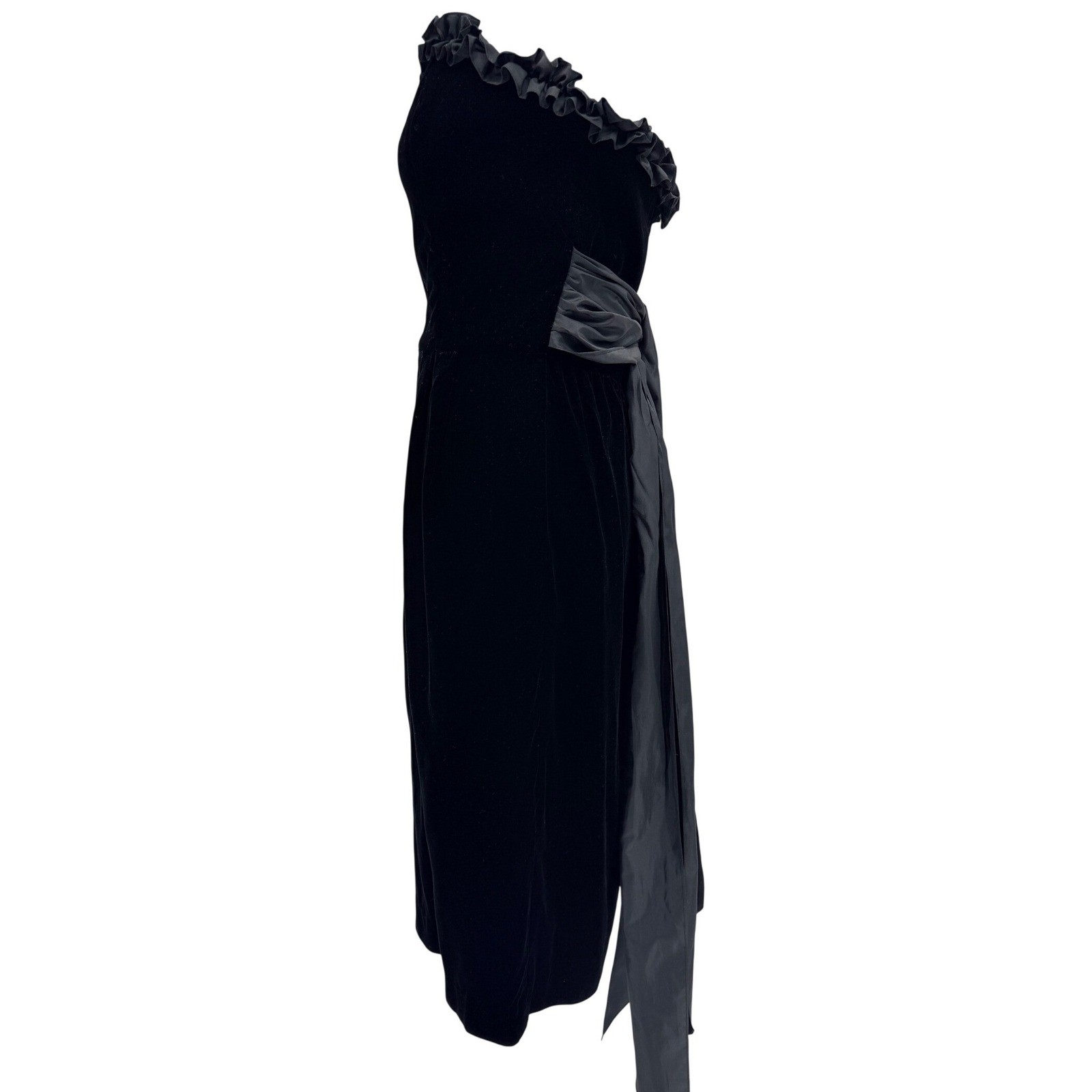 Vintage Y2K Kathryn Conover New York Formal Pencil Dress 8 Black Velvet Glam