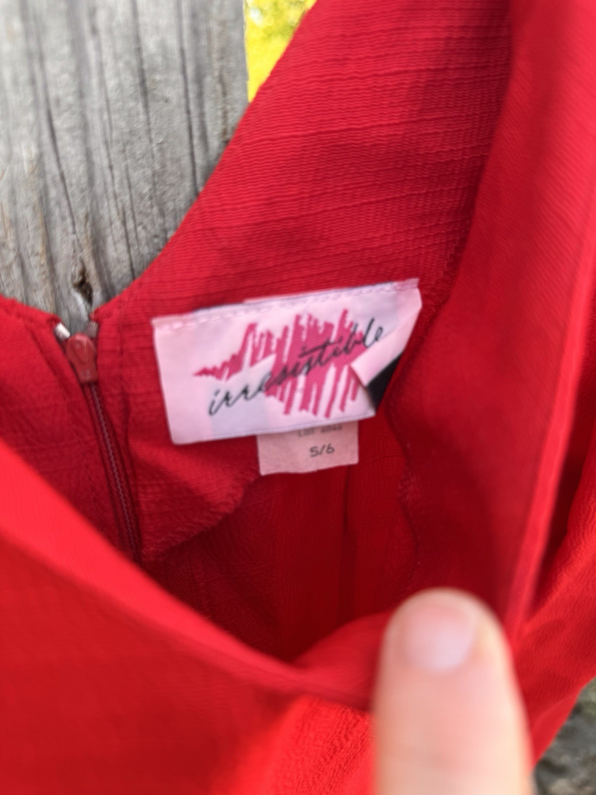 Vintage 80s Red Cocktail Dress Bodycon Midi Long Sleeve Bow Detail Formal Sz 5/6