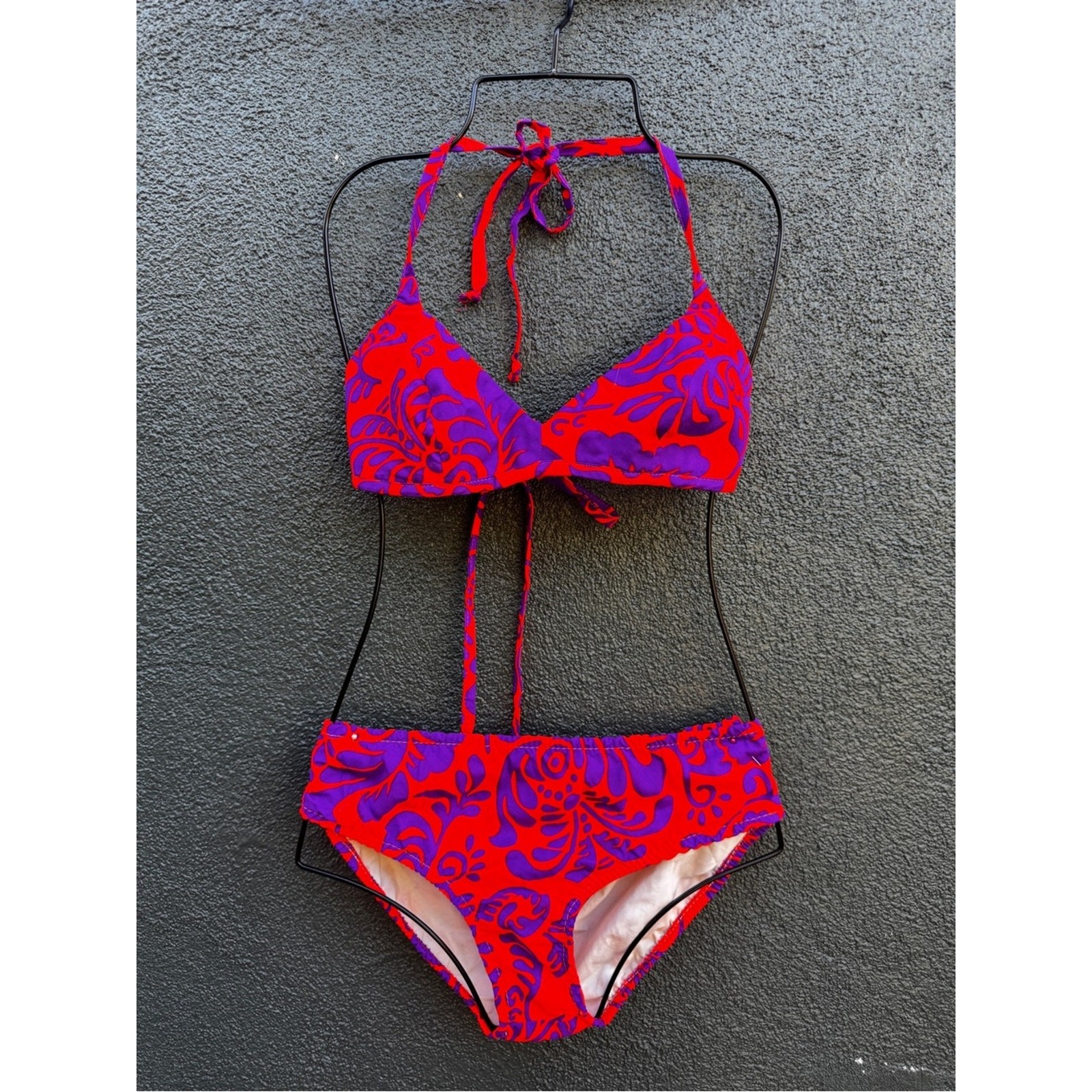 60s Vintage Bright Psychedelic Print Bikini Set Sz SM