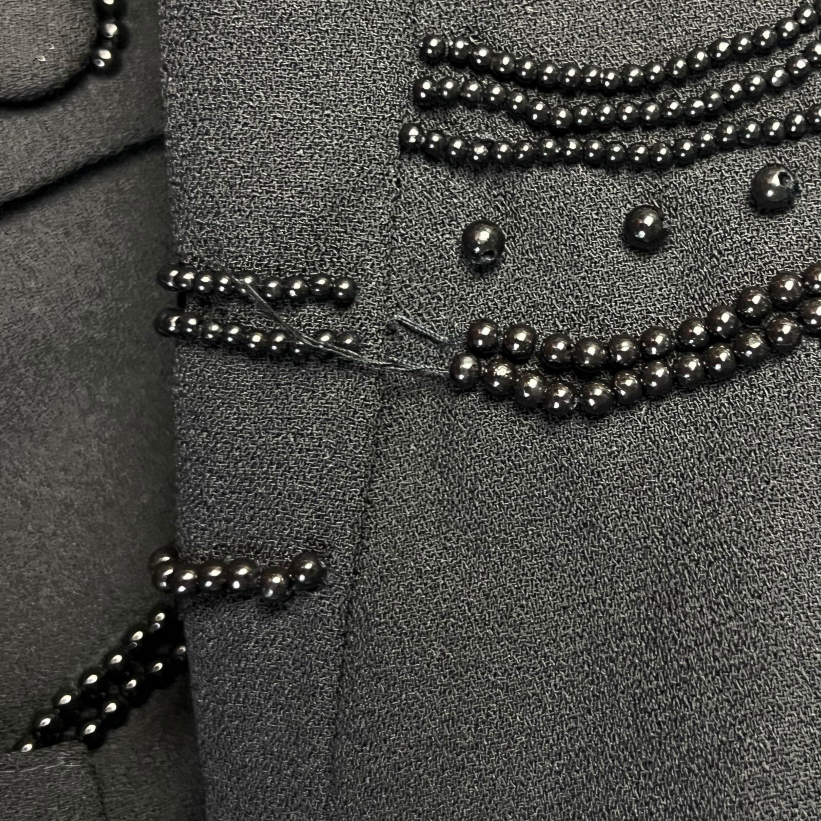 VTG Davinci Jacket 18X Black Beaded Mandarin Collar Swirl Design Dressy Elegant