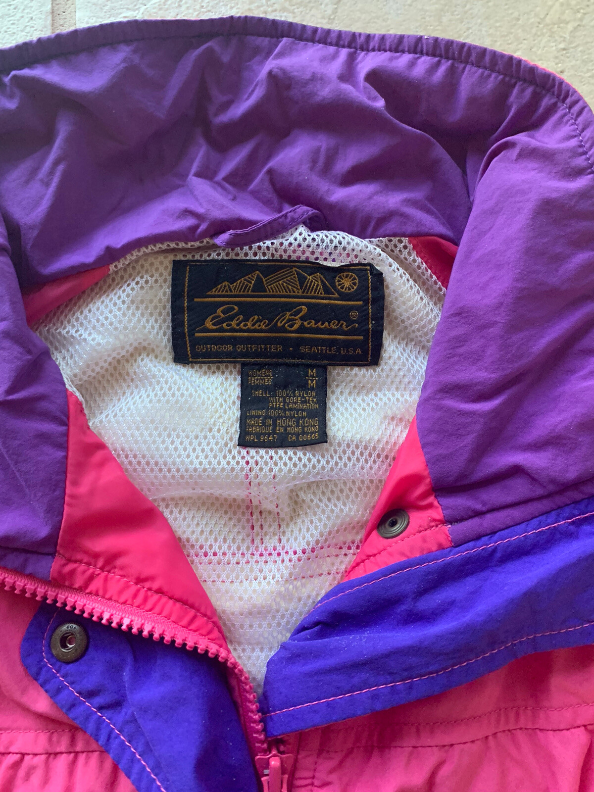 VINTAGE Eddie Bauer Gortex Jacket Windbreaker Pink Purple Womens Medium