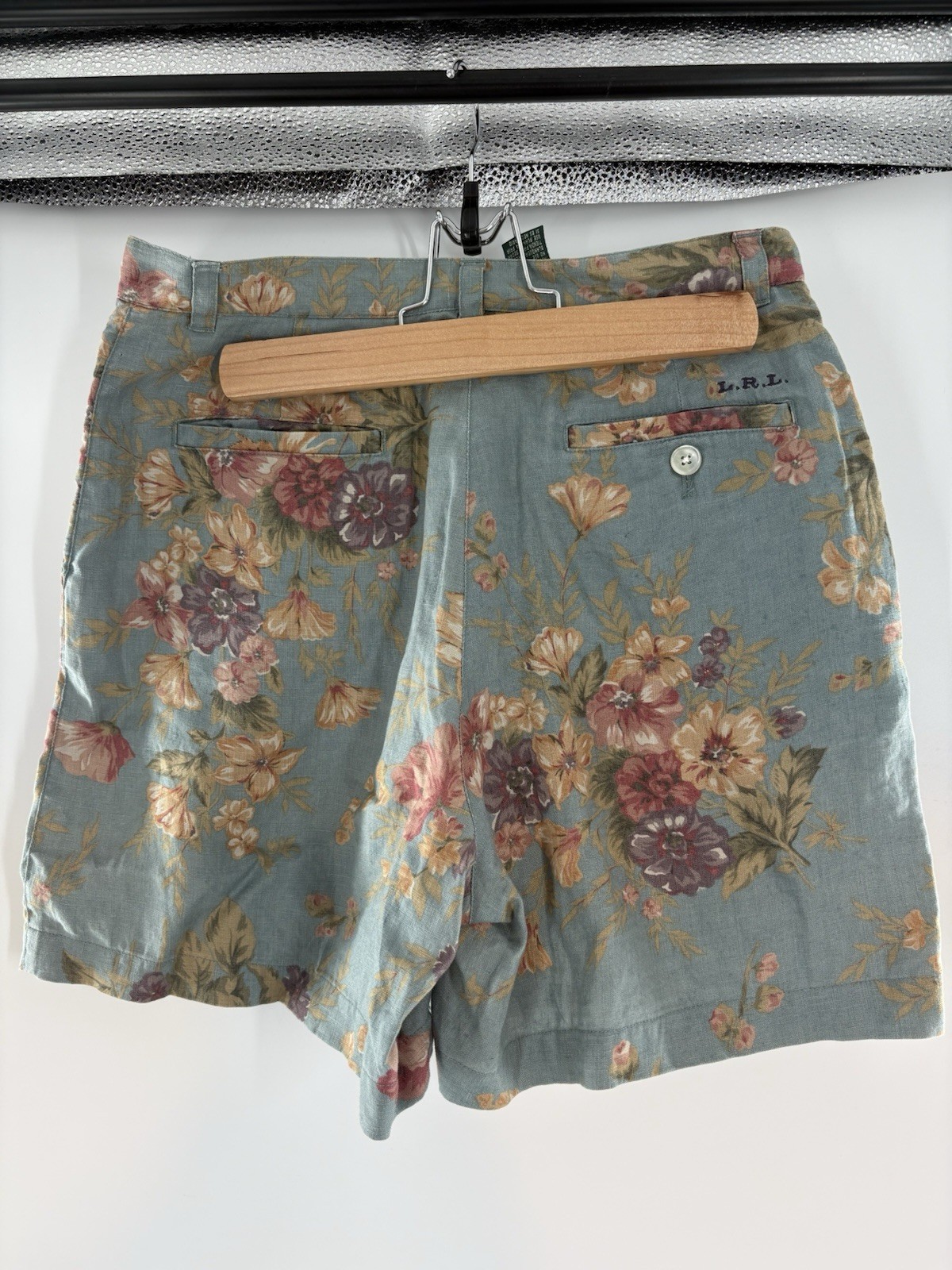 VTG Lauren Ralph Lauren Floral Linen Shorts Pleated High Waist Cottagecore 6P