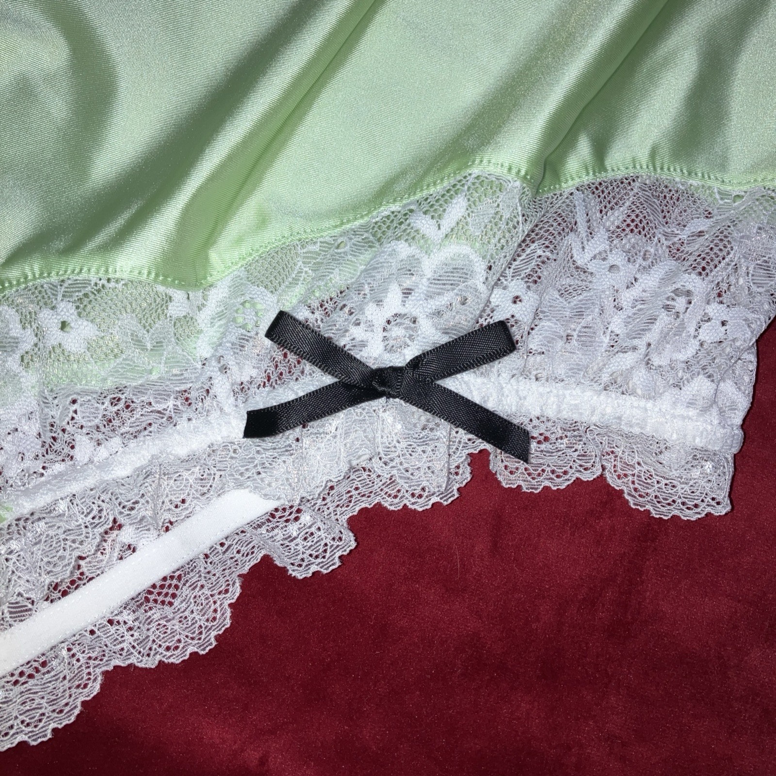2x 3x Mushroom Gusset Panty Silky Nylon Satin Lace Brief Sissy Vintage styl