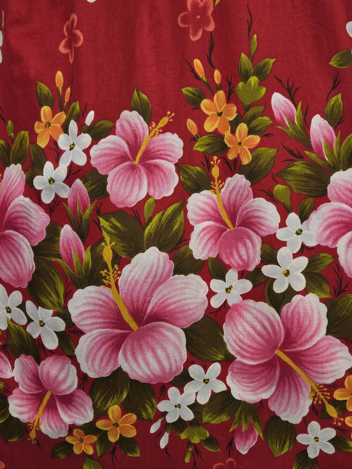 Ui-Maikai Hawaiian 1960s Muumuu House Dress SM/MED Red Hibiscus Tiki Aloha Luau