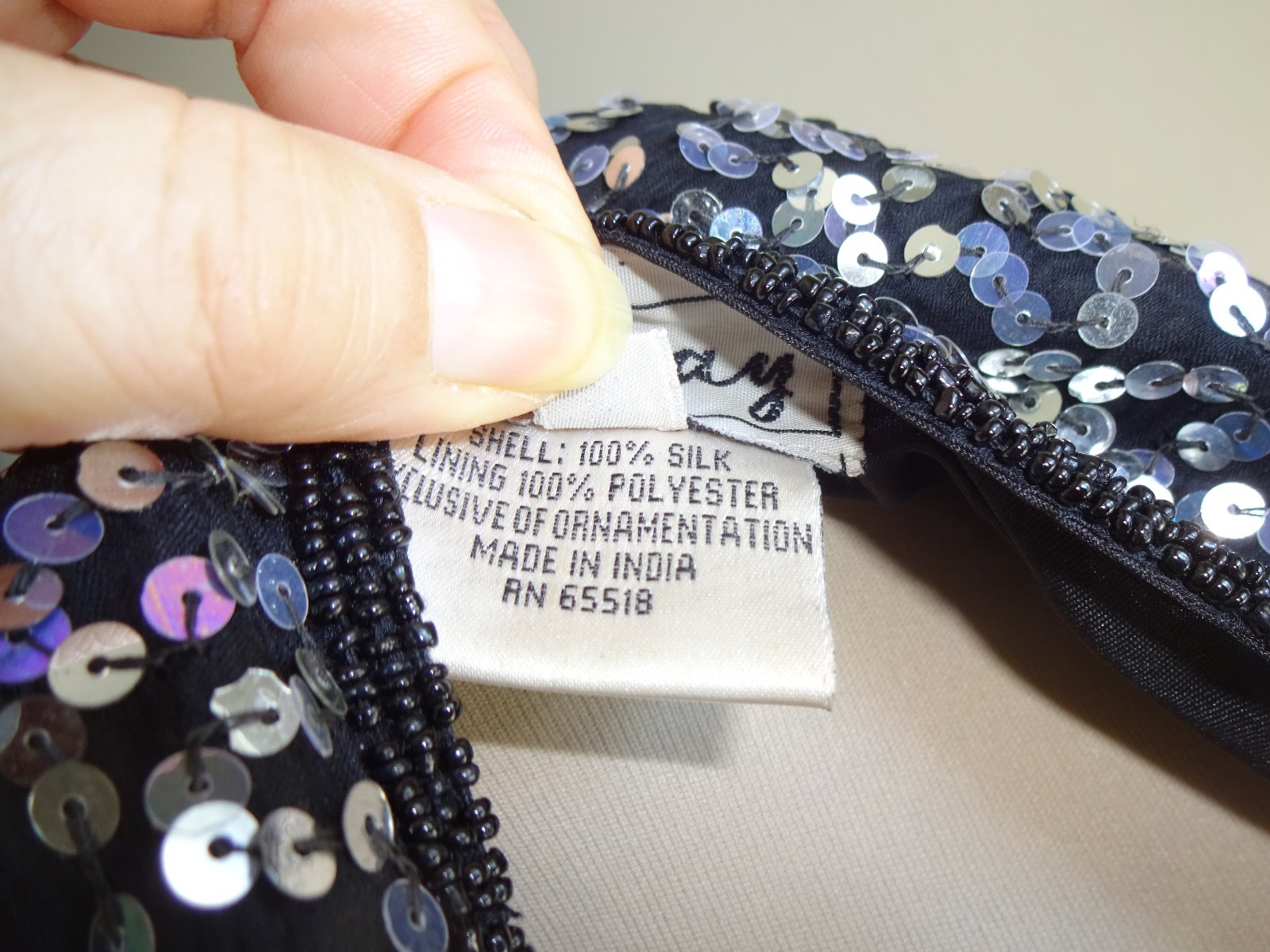 Womens Vintage 1980s 1990s Stenay Black Beaded Sequin Silk Tank Top Shirt M
