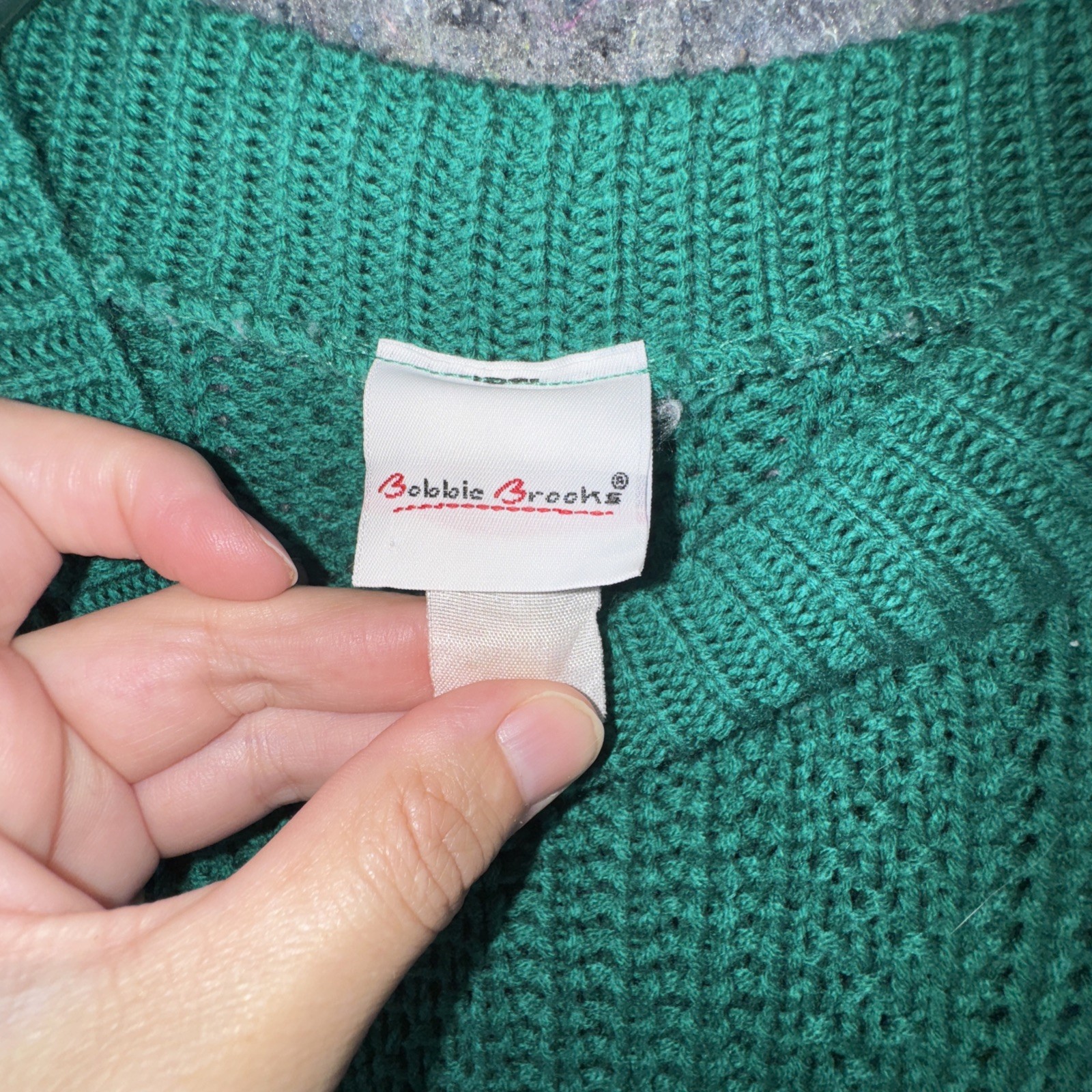 Vintage Bobbie Brooks Green Chunky Knit Sweater Textured Slouchy 90s Grunge