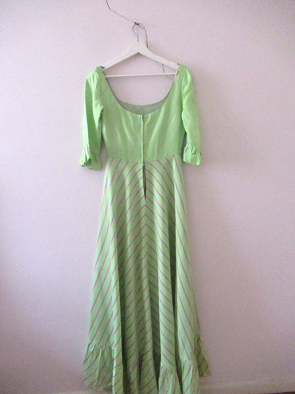 Vintage 70s Lime Green Prairie Bridgerton Empire Line Maxi Dress Small