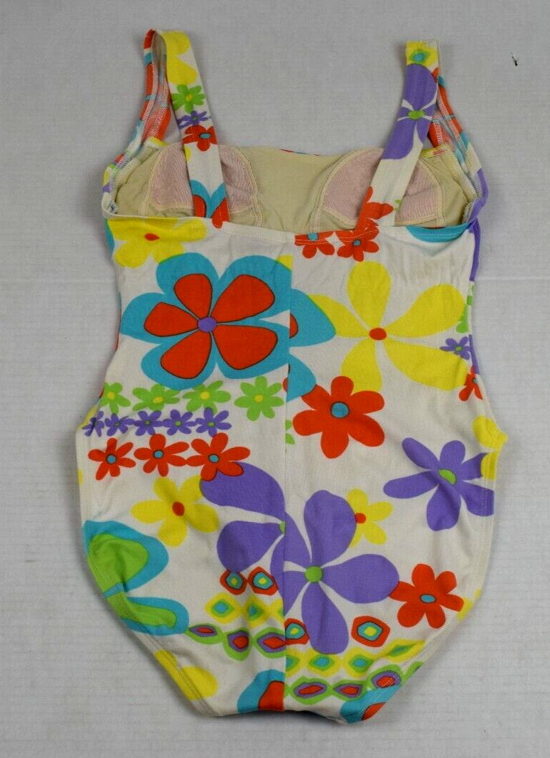 Vintage Swimsuit Flower Power Size S/M 70s Vibrant Colors Full Coverage awesome