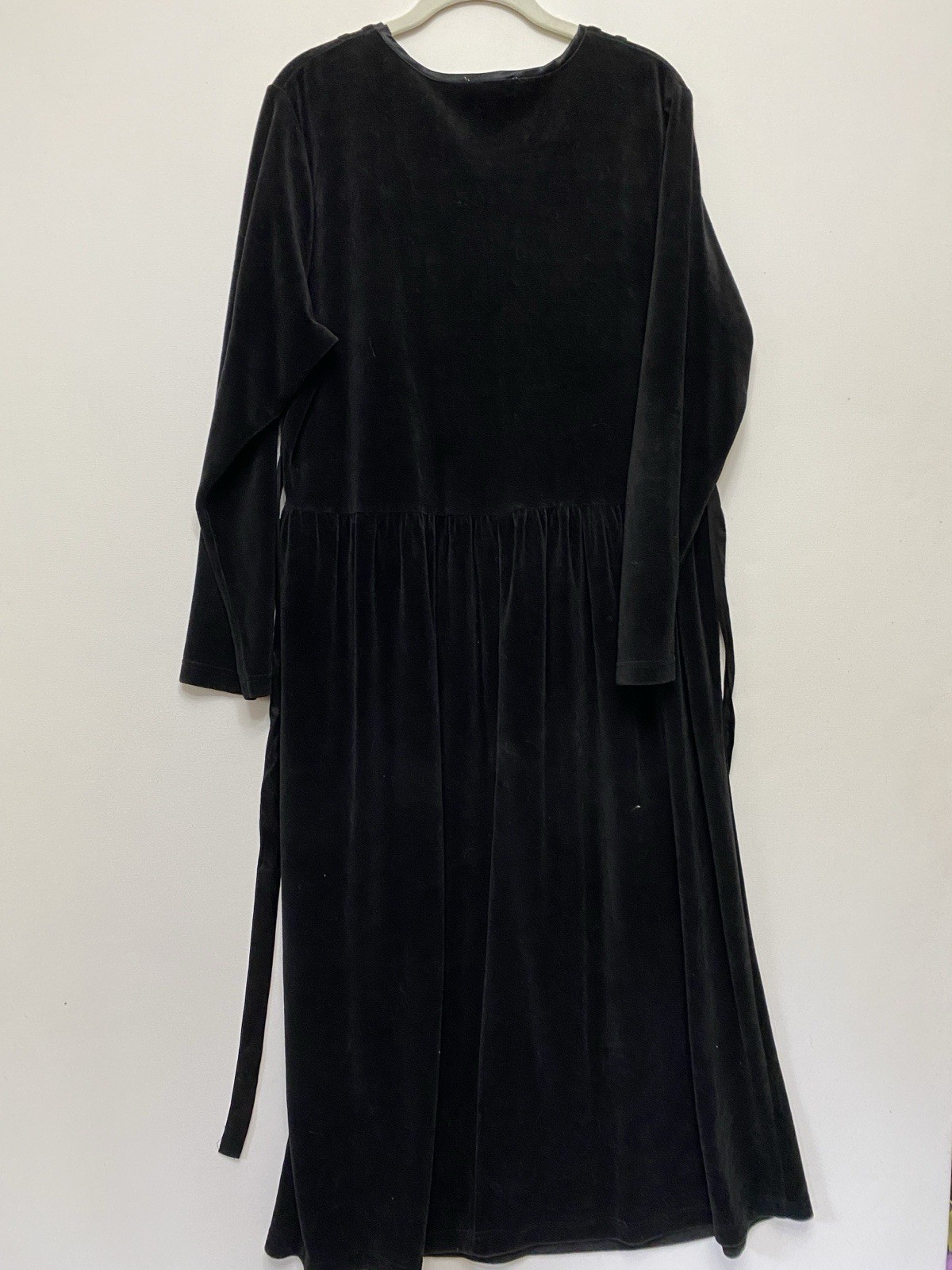Vintage 90s Fads L Maxi Dress Cotton velour Black belted