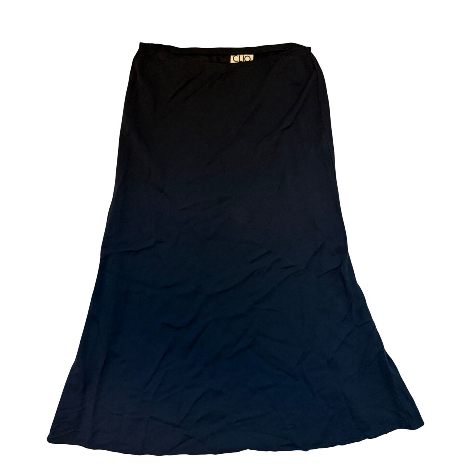 Clio Vintage 90s Minimalist Womens Maxi Skirt Black Acetate Rayon Blend