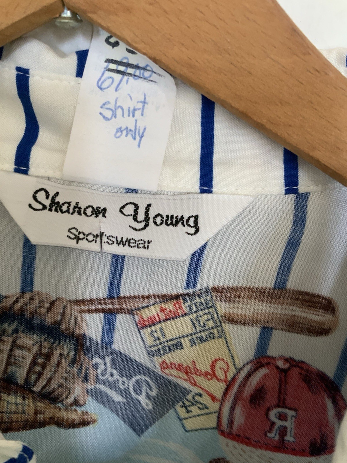 Vtg Sharon Young Top Pleated Skirt Set Baseball & USA July 4th Outfit 1980’s