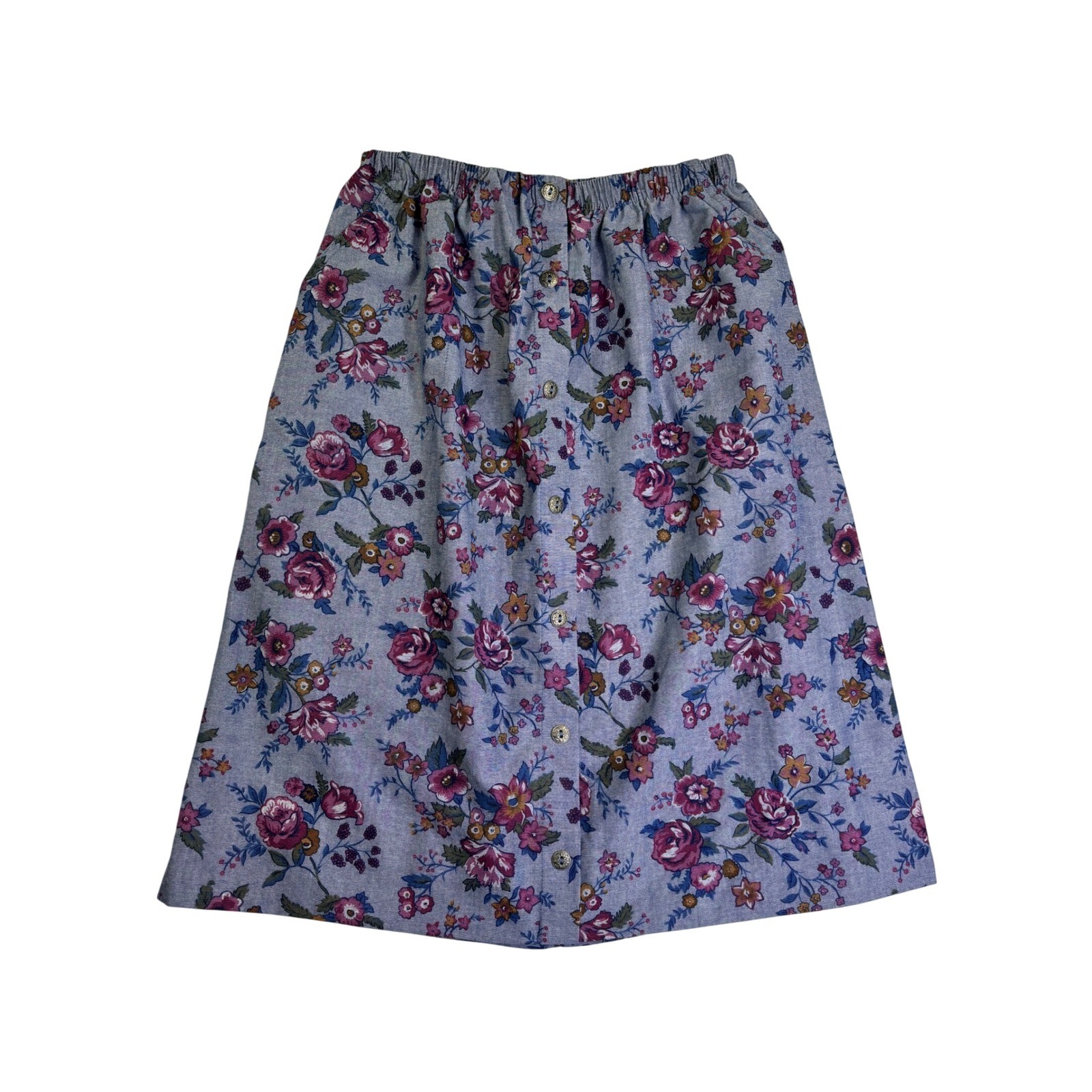 American Collection Vintage Floral 27W Western Button USA Made Skirt Sz 14 Label