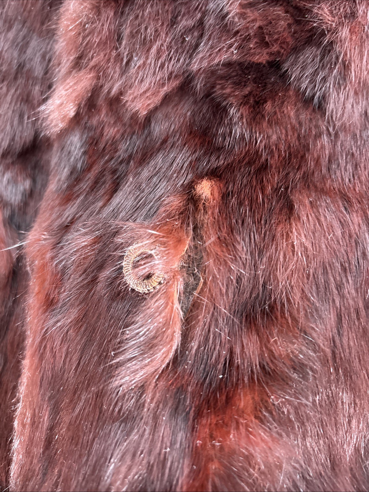 Vintage 1950s Chocolate Brown Mink Fur Jacket 3/4 Sleeve Hook Closures Monogram