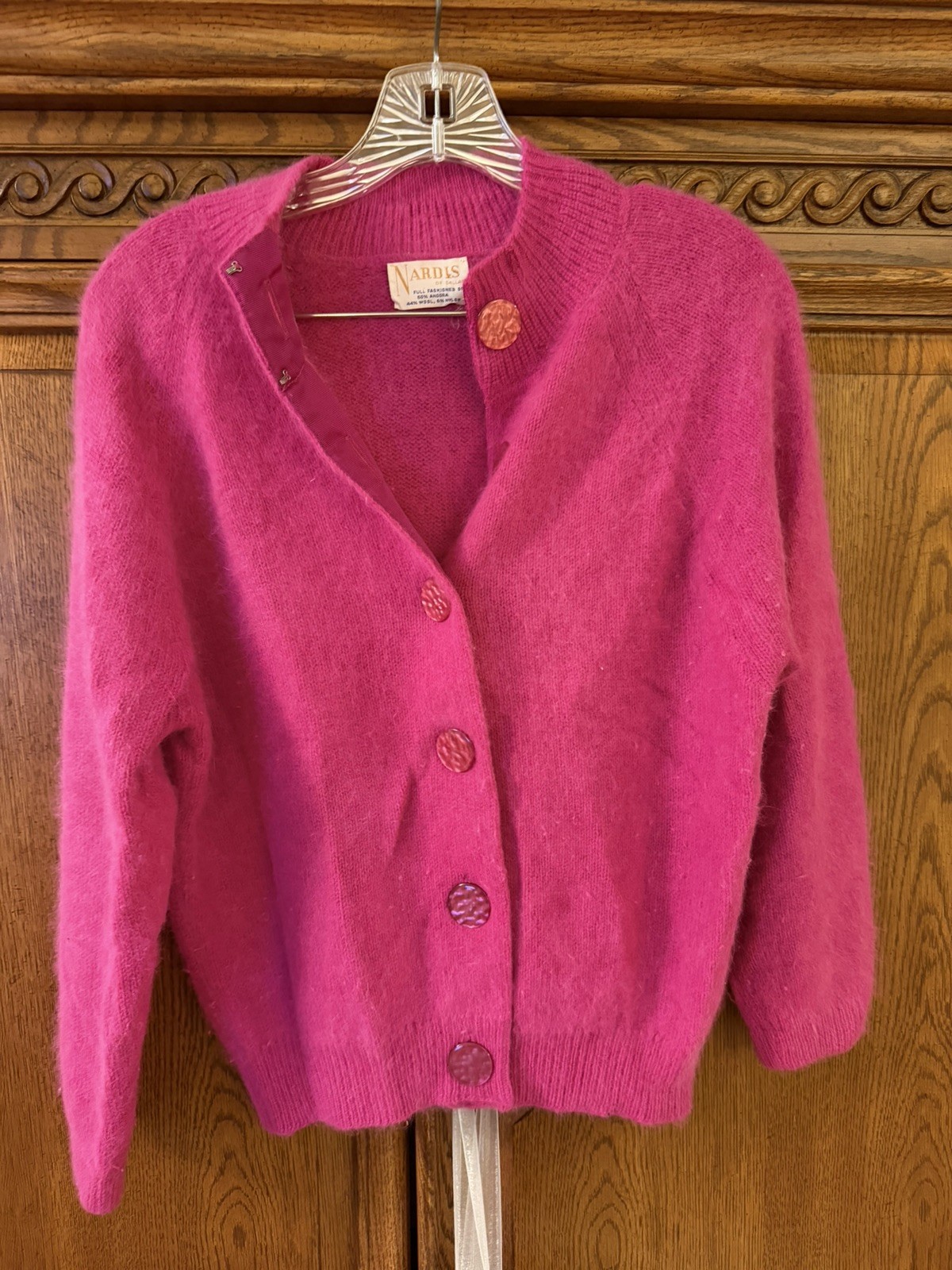 VTG Nardis of Dallas 1960’s Pink Cardigan Angora, wool and Nylon