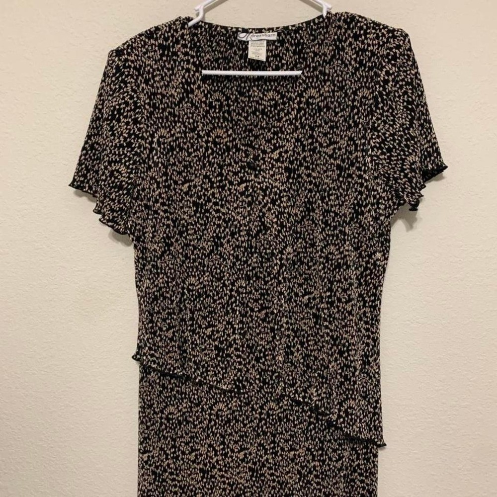 Dressbarn Women’s Size 12 Black & Tan Dress Vintage Shoulder Pads Lightweight