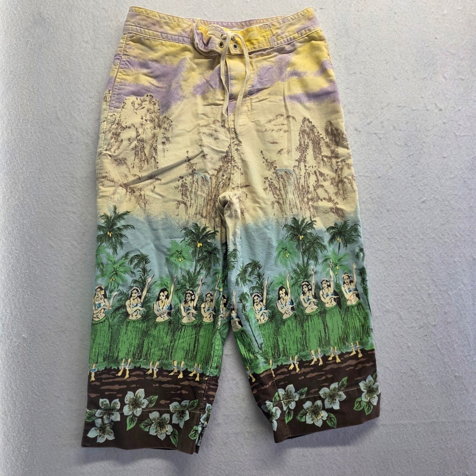 Old Navy 2000 y2k Hawaiian Hula Girl Swim pants crop Sz 0 *read