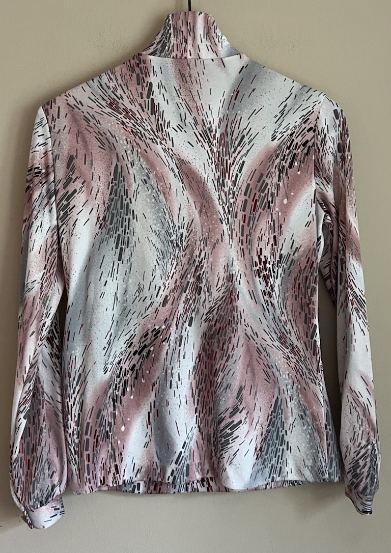 Vintage Blouse Top Shirt Disco 70s Tie Long Sleeve Button Up Size 8 10 Medium