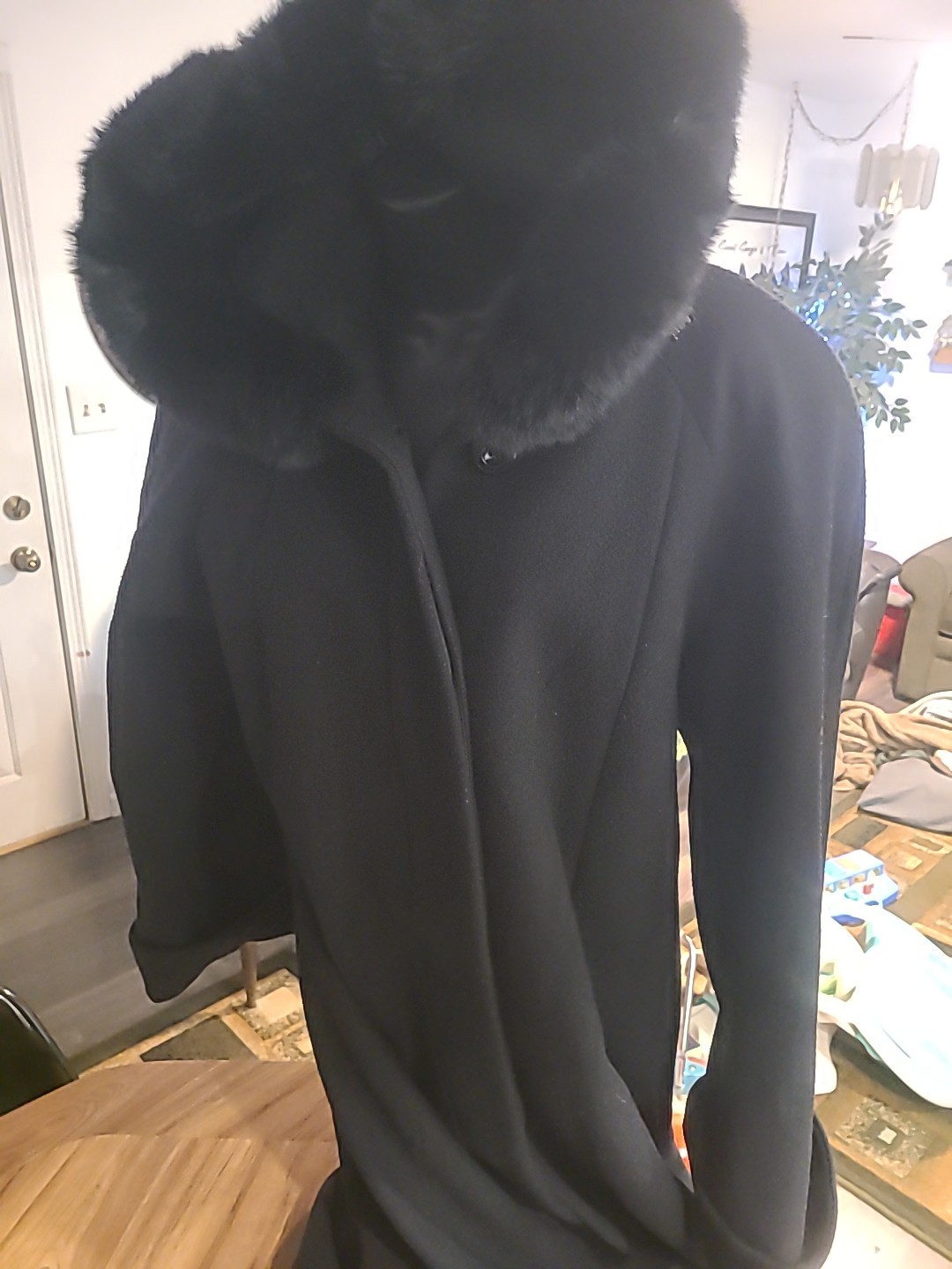 Rare Vintage Donnybrook Rabbit Fur Lined Hood Full Length Wool Coat Sz 8 Vintage