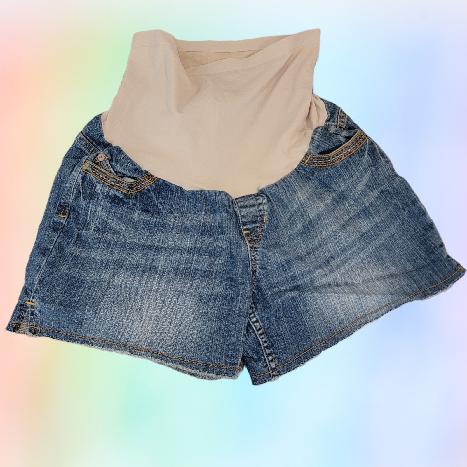 Y2k Get Used by Lexi Maternity Vintage Jean Distressed Shorts Sz Large T44