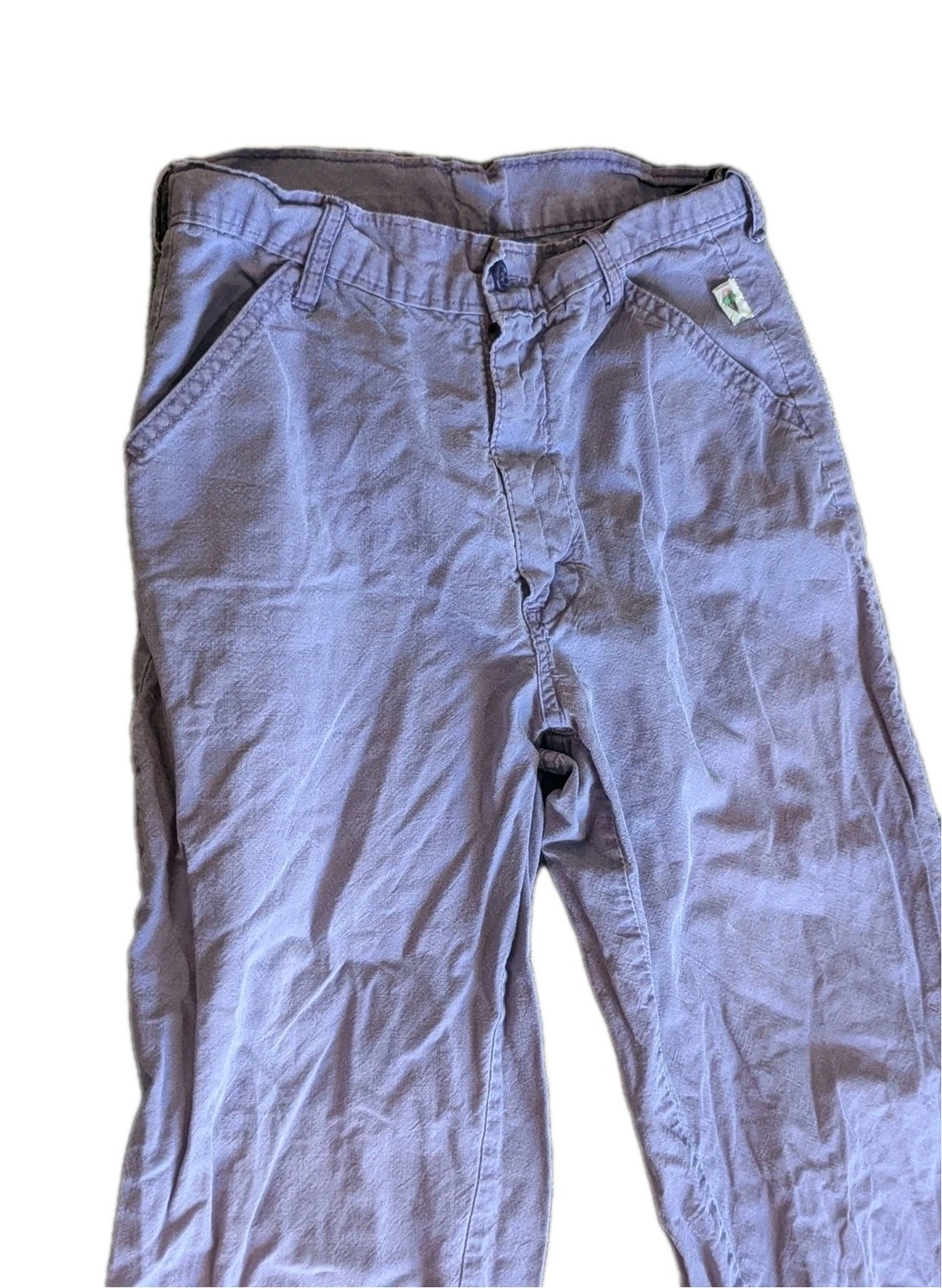 Vntg 70s 'A Smile’ Grin & Wear It High Rise Purple Cotton Pants Ice Cream Cone