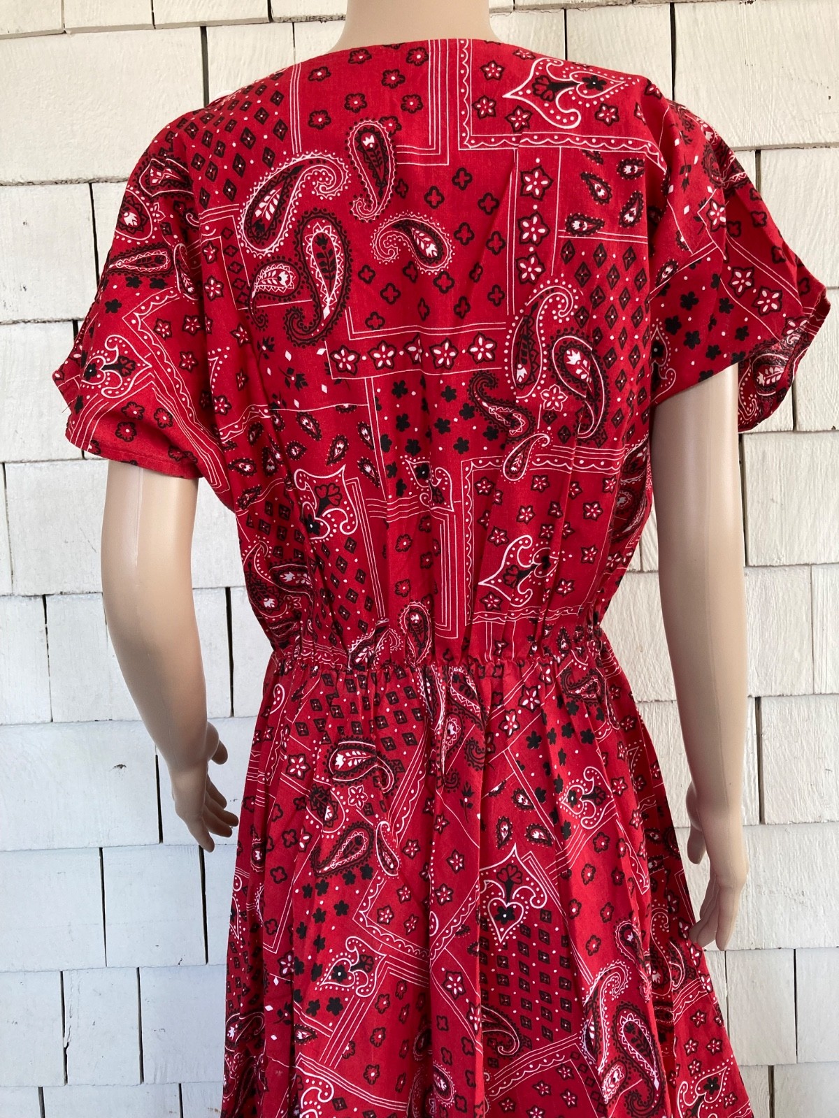 Vintage Boho Cottagecore 1960s-70s Bandana Print Summer Dress Size Small