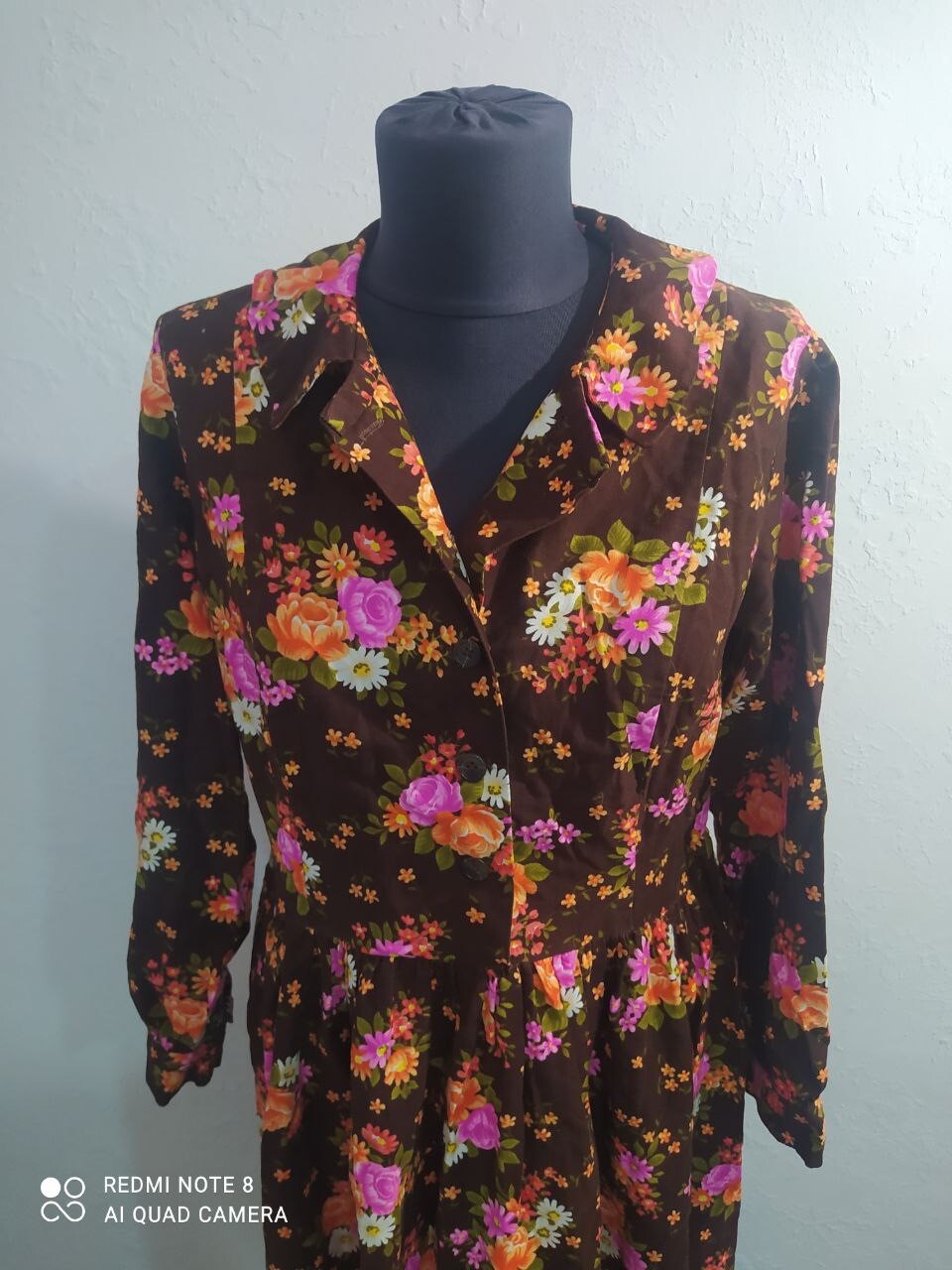 Vintage Women’s Dress Retro Midi Floral Handmade Unbranded, UK 12, US 10